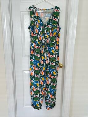 Lucy and Yak Colorful Abstract Print Sleeveless Jumpsuit - size 12